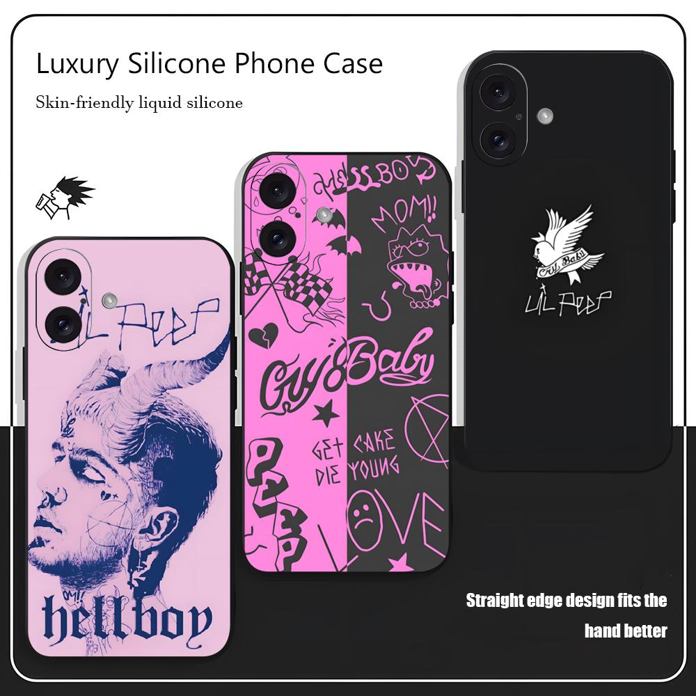 Phone Cases Iphone 16 Pro Max - Cover Morbida Nera Antiurto L-Lil Peep